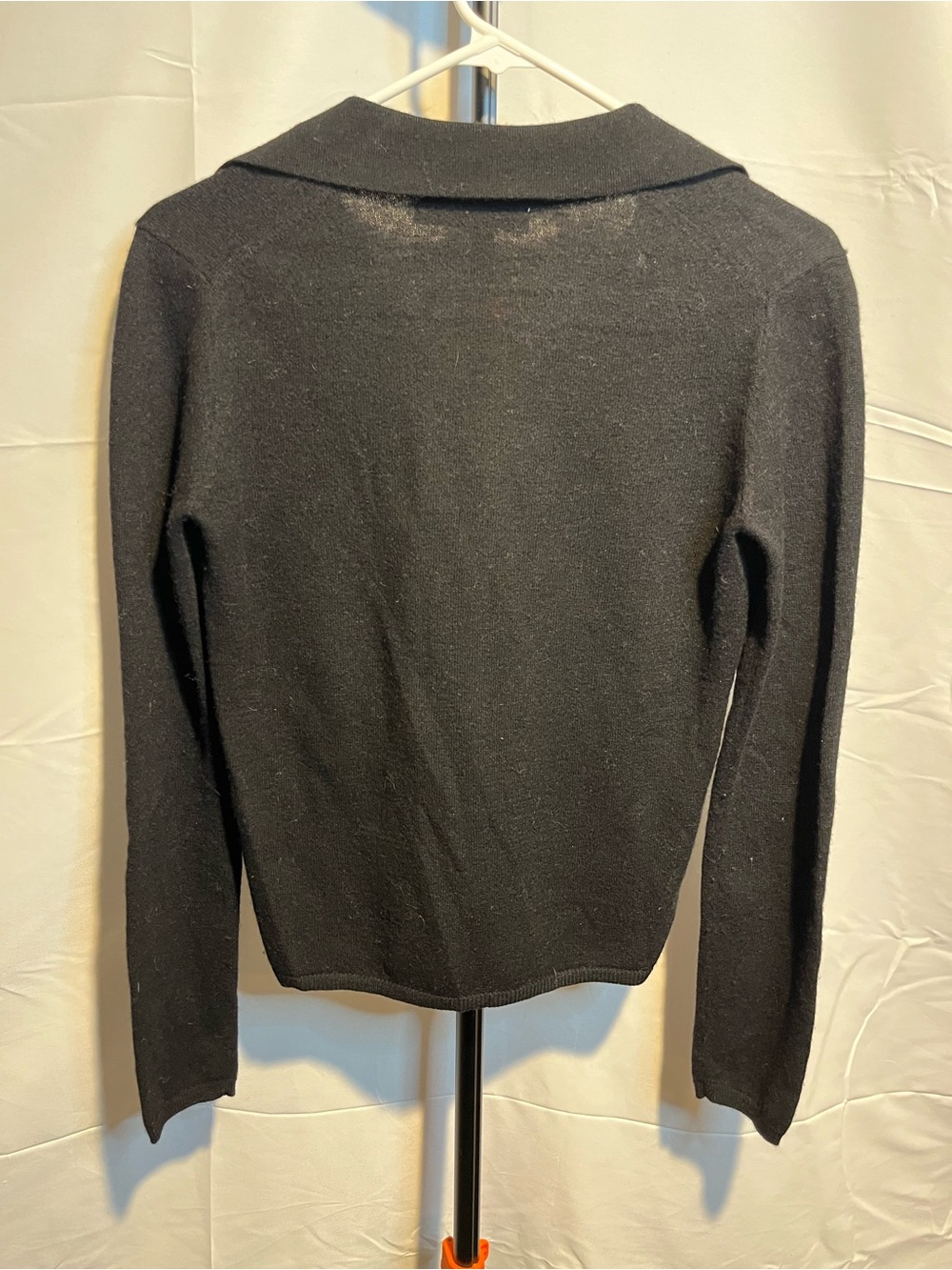 Zara Black fine-knit Deep V-neck Front Button Long Sleeve polo Cardigan S - Picture 4 of 5